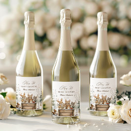 冬のワンダーランド森林動物の赤ちゃんシャワー ワインラベル