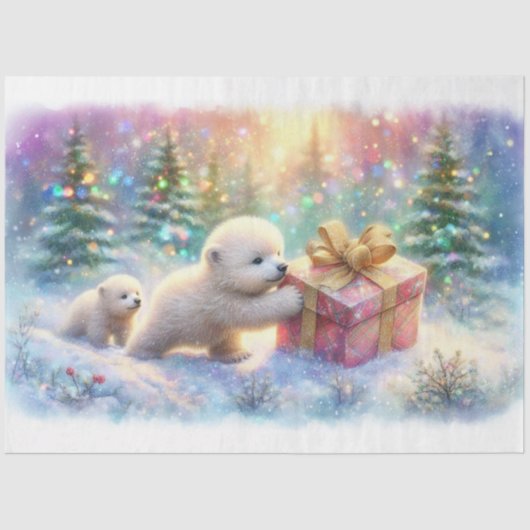 冬のワンダーランド極熊とギフトデコパージュ 薄葉紙 (正面)