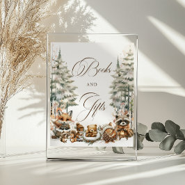 冬のワンダーランド水彩動物のギフトサイン ポスター