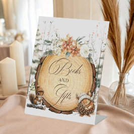 冬のワンダーランド水彩動物のギフトサイン 台座サイン