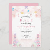 冬のワンダーランド甘い小さな赤ちゃんシャワー 招待状 (正面/裏面)