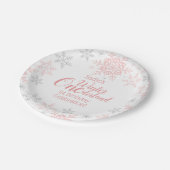 冬のワンダーランド第1誕生日ピンクの雪 ペーパープレート (アングル)