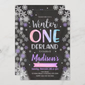 冬のワンダーランド第1誕生日招待状 招待状 (正面/裏面)
