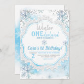 冬のワンダーランド第1誕生日招待状 招待状 (正面/裏面)