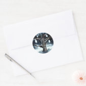 冬のワンダーランド素朴ツリーライツメイソンジャース ラウンドシール (封筒)