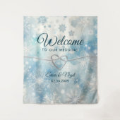 冬のワンダーランド結婚の歓迎背景 タペストリー (正面)