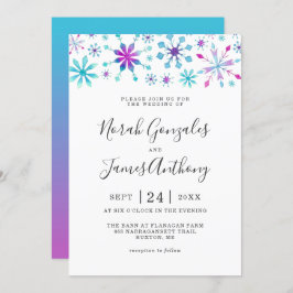 冬のワンダーランド結婚の雪のカラフルかがり 招待状