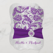 冬のワンダーランド結婚ズ、クリスタルバックルパープル2 招待状 (正面/裏面)