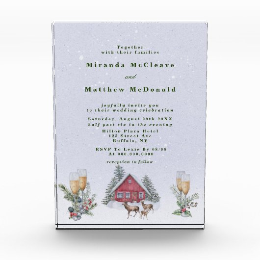 冬のワンダーランド記念ウェディング招待 フォトブロック (正面)