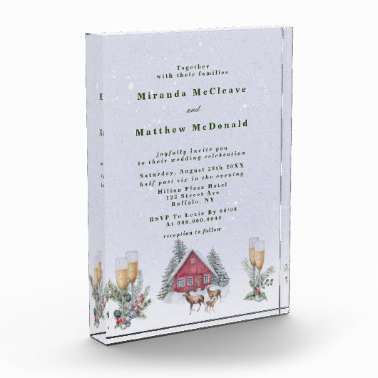 冬のワンダーランド記念ウェディング招待 フォトブロック (左)