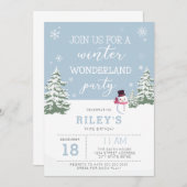 冬のワンダーランド誕生日パーティー 招待状 (正面/裏面)
