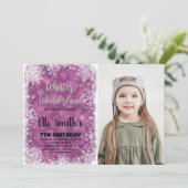 冬のワンダーランド誕生日招待状と写真 招待状 (スタンド正面)