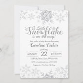 冬のワンダーランド赤ちゃんシャワーシルバー雪 招待状 (正面)