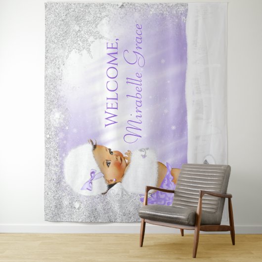 冬のワンダーランド赤ちゃんシャワー背景エスニックガール タペストリー (インサイチュ)