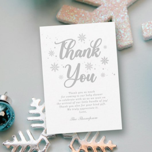 冬のワンダーランド赤ちゃんシャワー サンキューカード