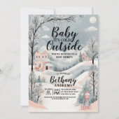 冬のワンダーランド赤ちゃんシャワー:外は寒い 招待状 (正面)