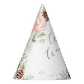 冬のワンダーランド赤面ピンクの女の子の誕生日 パーティーハット (左)