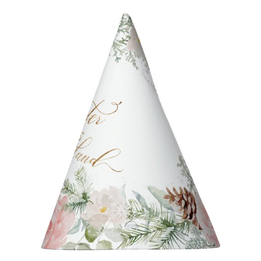 冬のワンダーランド赤面ピンクの女の子の誕生日 パーティーハット (右)