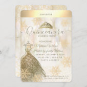 冬のワンダーランド金ゴールドスノーフレーク《写真》ぼけ味キンセアニラ 招待状 (正面/裏面)