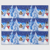 冬のワンダーランド雪だるまクリスマスラッピング紙 ラッピングペーパー (フラット)