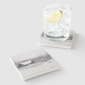 冬のワンダーランド雪とキャビンのシーンコースター ストーンコースター (横)