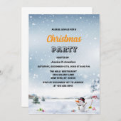 冬のワンダーランド雪のクリスマス企業の 招待状 (正面/裏面)