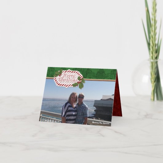 冬のワンダーランド雪のシーンパインツリークリスマス シーズンカード (正面)