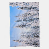 冬のワンダーランド雪の松 キッチンタオル (縦)