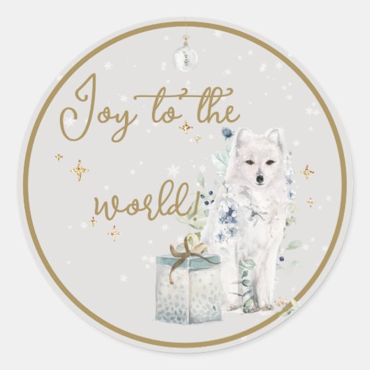 冬のワンダーランド雪の狼の喜び世界 ラウンドシール (正面)