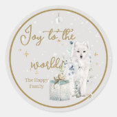 冬のワンダーランド雪の狼の喜び世界 ラウンドシール (正面)