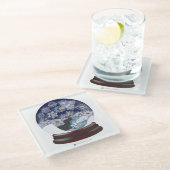 冬のワンダーランド雪の球体 ガラスコースター (アングル)