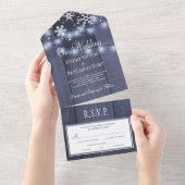 冬のワンダーランド雪の素朴な結婚式RSVP オールインワン招待状 (貼ってはがせる)