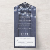 冬のワンダーランド雪の素朴な結婚式RSVP オールインワン招待状 (内側)