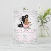 冬のワンダーランド雪の結晶のエスニックベビーシャワー 招待状 (スタンド正面)