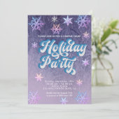 冬のワンダーランド雪の結晶の会社のホリデーパーティー 招待状 (スタンド正面)
