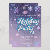 冬のワンダーランド雪の結晶の会社のホリデーパーティー 招待状 (正面/裏面)