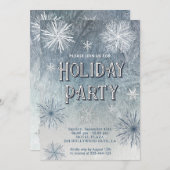 冬のワンダーランド雪の結晶の会社パーティー 招待状 (正面/裏面)