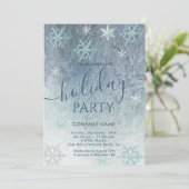 冬のワンダーランド雪の結晶の会社パーティー 招待状 (スタンド正面)