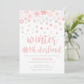 冬のワンダーランド雪の結晶ガール1st誕生日 招待状 (スタンド正面)
