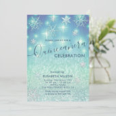 冬のワンダーランド雪の結晶グリッターキンセアニラ 招待状 (スタンド正面)