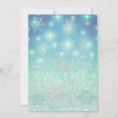 冬のワンダーランド雪の結晶グリッターキンセアニラ 招待状 (裏面)