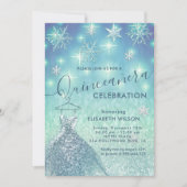 冬のワンダーランド雪の結晶グリッターキンセアニラ 招待状 (正面)