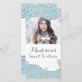 冬のワンダーランド雪の結晶シルバースワール写真 セーブザデート (正面/裏面)