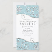 冬のワンダーランド雪の結晶シルバースワール写真 セーブザデート (裏面)