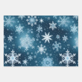 冬のワンダーランド雪の結晶ブルーホワイト ラッピングペーパーシート (正面)