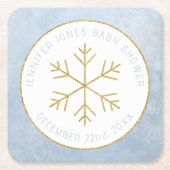 冬のワンダーランド雪の結晶ベビーシャワーコースター スクエアペーパーコースター (正面)
