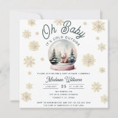 冬のワンダーランド雪の結晶ベビーシャワー 招待状 (正面)
