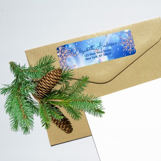 冬のワンダーランド雪の結晶ライトと泡 ラベル