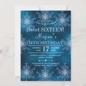 冬のワンダーランド雪の結晶Sweet 16誕生日 招待状 (正面)