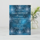 冬のワンダーランド雪の結晶Sweet 16誕生日 招待状 (スタンド正面)